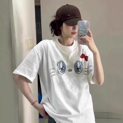 Summer Women's T Shirt Funny Cartoon Print Casual Short Sleeve White T-Shirts Fashion Streetwear Crew Neck Pullover Female Loose Women Clothing