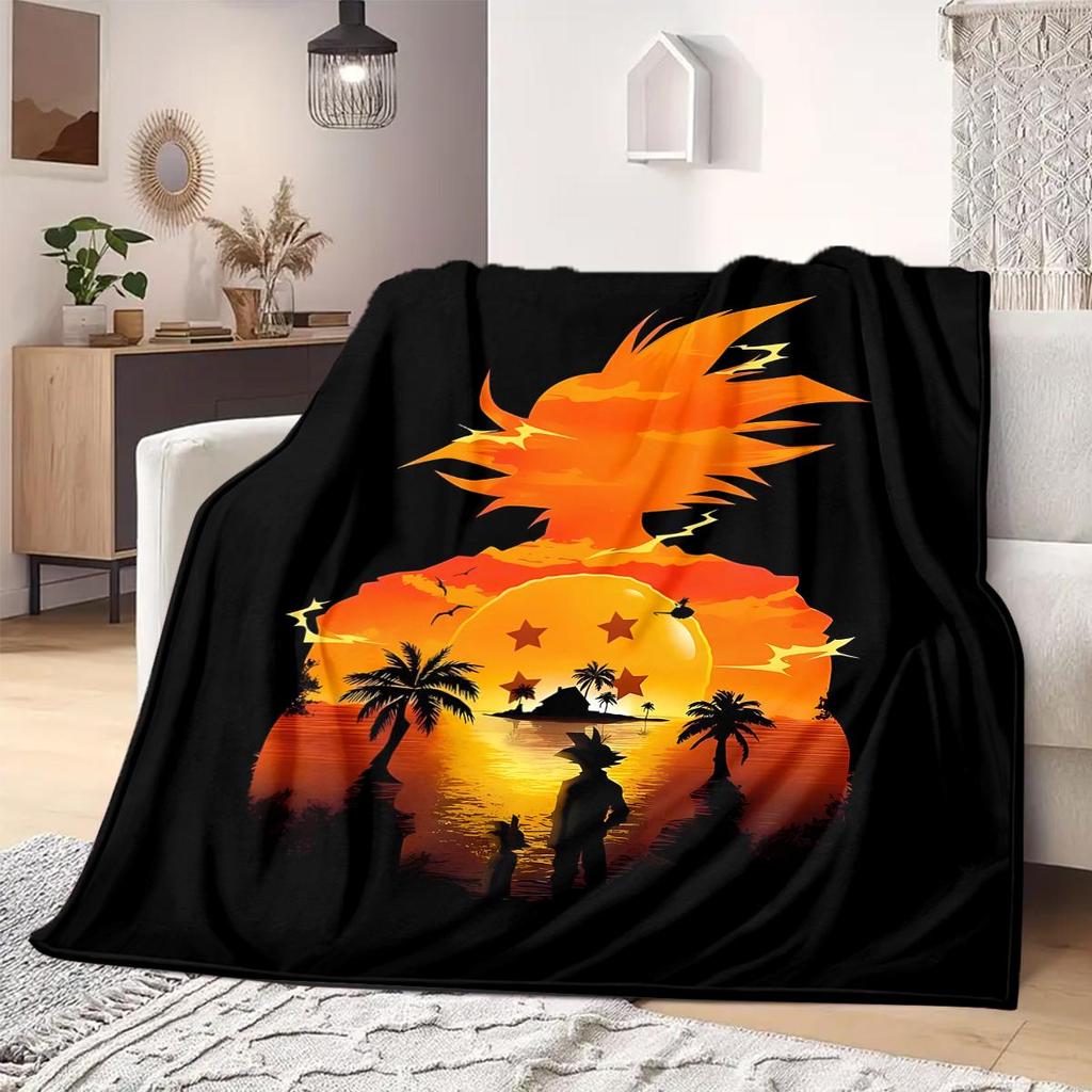 Dragon Ball Z Print Blanket Warm Comfortable Flannel Blanket Suitable for Bedrooms,Sofas, Beds,Chairs,Travel -QIAO12