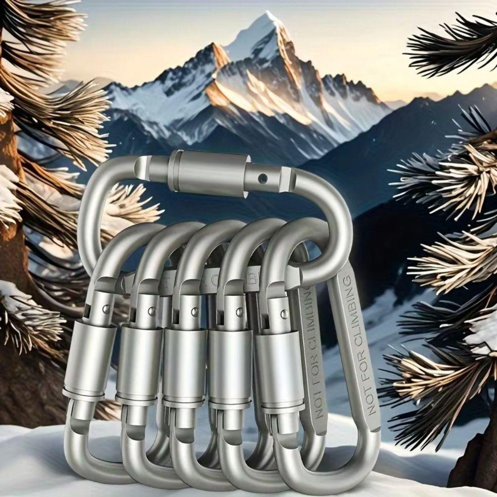 6pcs 6pcs Set Carabiner Keychain Heavy DutyHeavy Duty Bold D-shaped D-ring Snap Clip Hanging Type Snap Lock Lock Buckle Hook