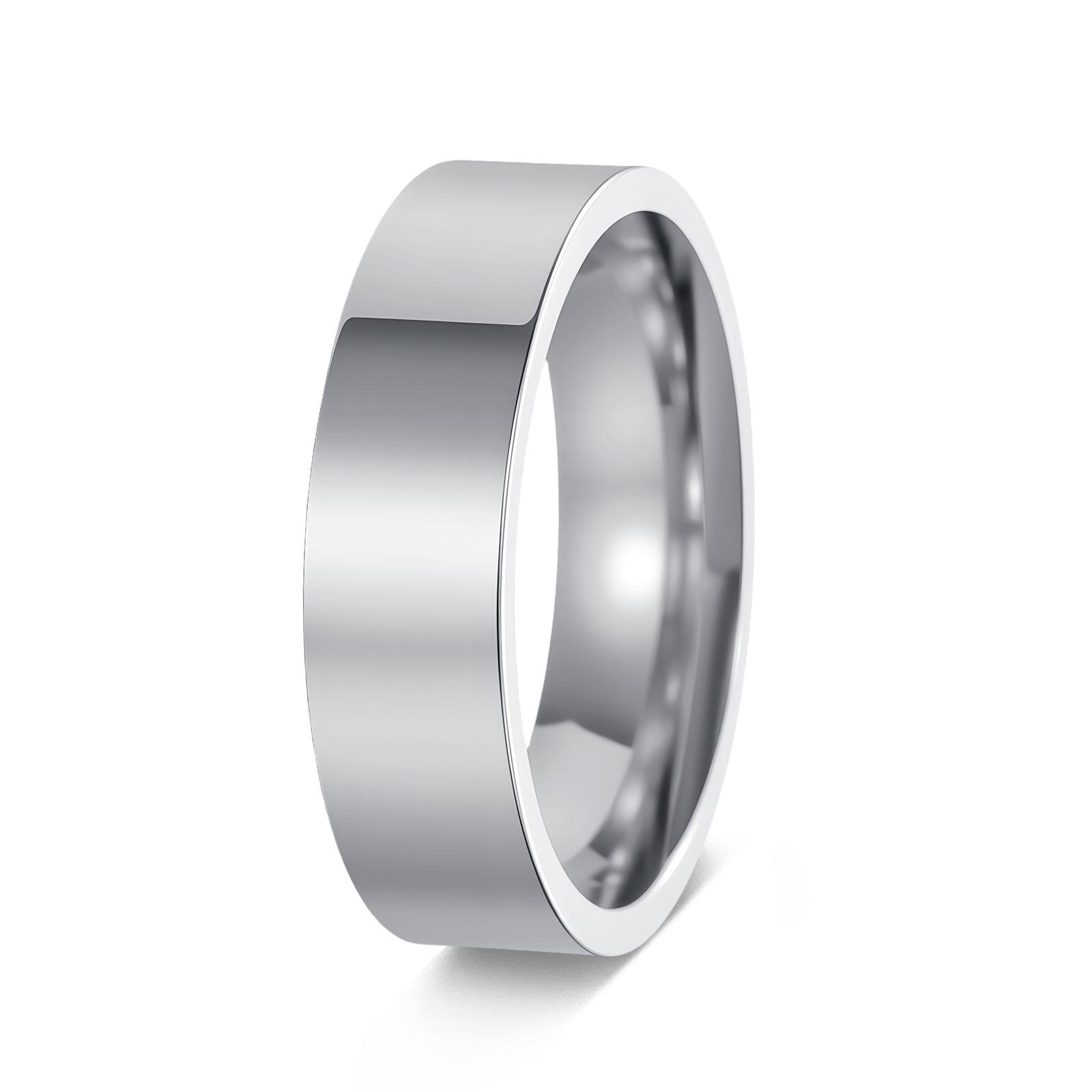

European Simple Style Stainless Steel Couples Jewelry Set: Polished Rings & Bracelet Size 6