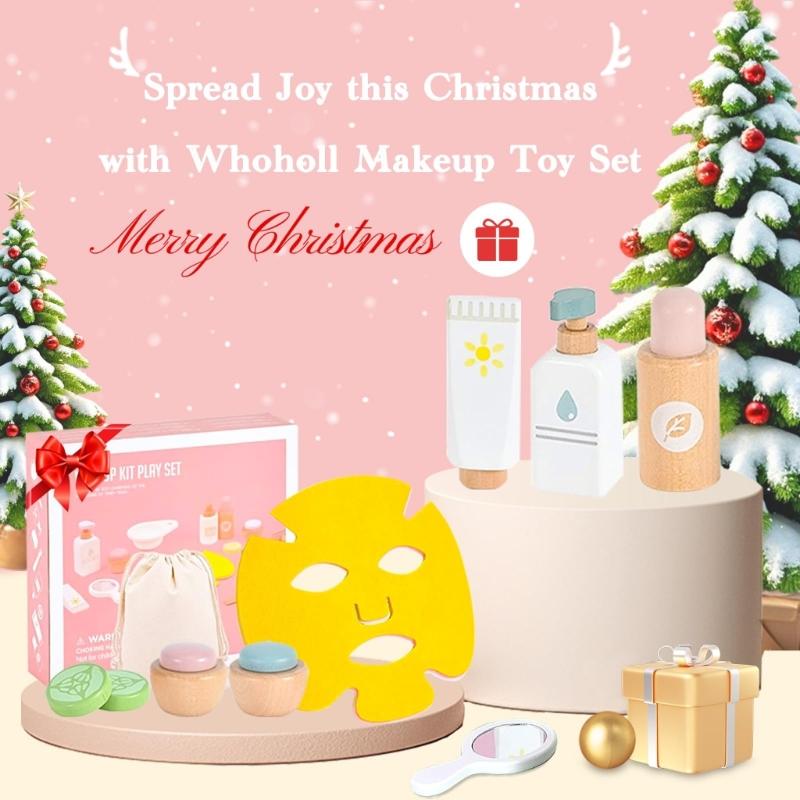Realistic Pretend Play Makeup Toy Set Wooden Beauty Salon Toy For Girl With Cosmetic Accessories Encourages Creativity