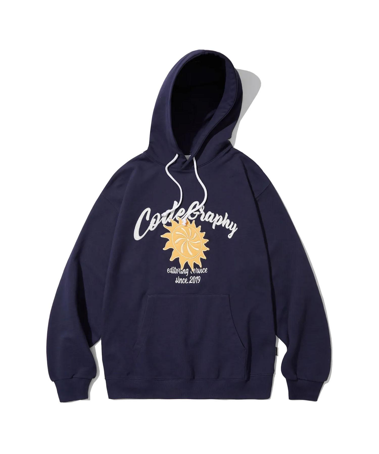 Code Graphy Sun Lettering Hoodie_Dark Navy M/Free