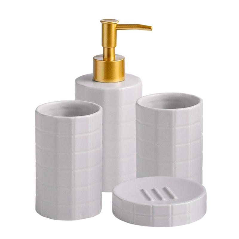 Ceramic Bath Accessories Set For Home Use, AntiSlip Toothbrush Cup Holder With Easy To Clean Glazed Finishes