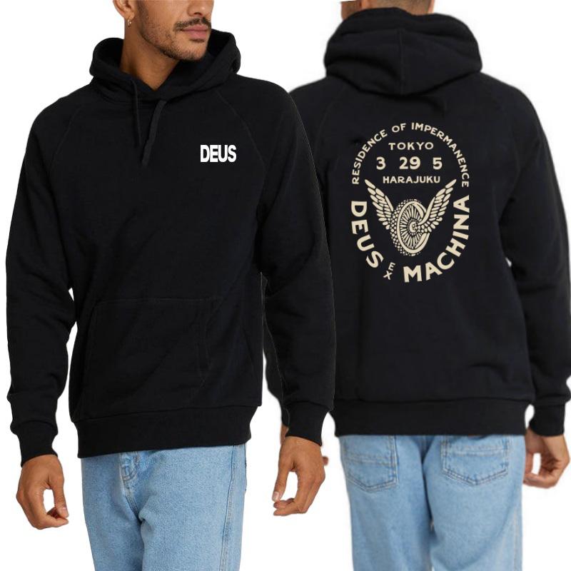 DEUS EX MACHINA Men Women Letter Printed Graph Hoodie Oversize Hoody Sweatshirt 2025 Autumn Y2k Pullover Hooded Pure Cotton Tops