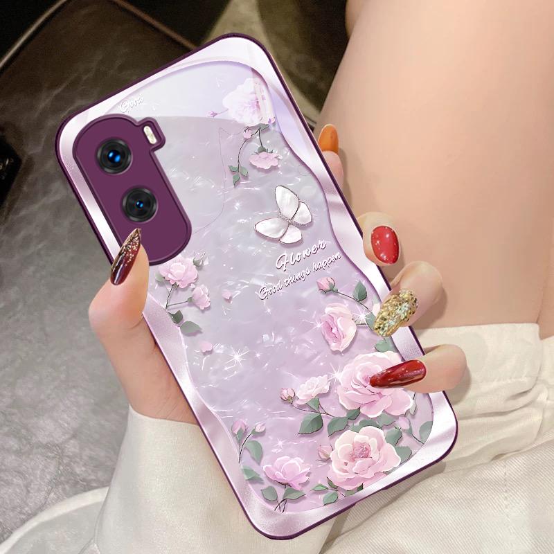 Butterfly Shell Pollen For Honor 200 90 8X 9X Pro Lite P50 P40 Nova 10 11i P60 Magic4 6 Mate 20 50 Tempered Glass Phone Case