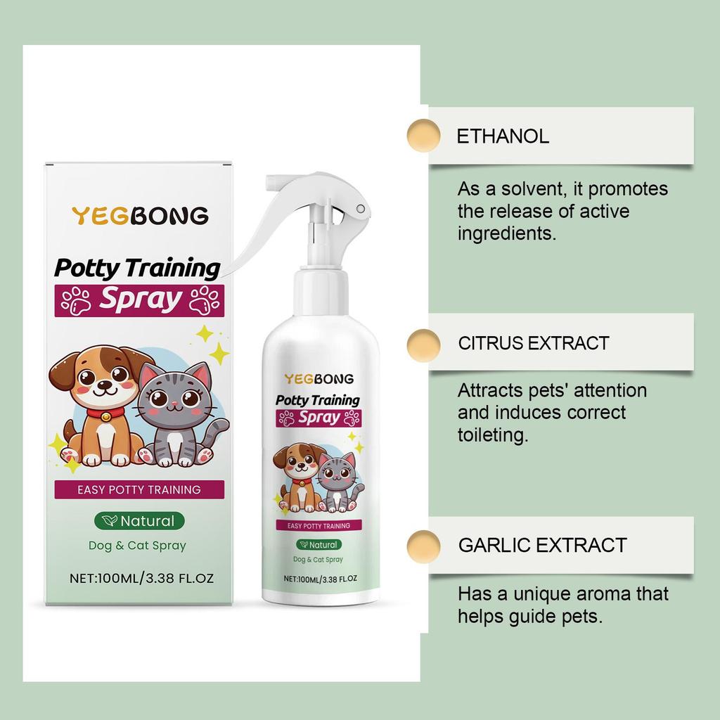 Yegbong pet toilet training spray to guide cats and dogs to defecate at fixed points, natural formula for indoor and outdoor use 100ml
