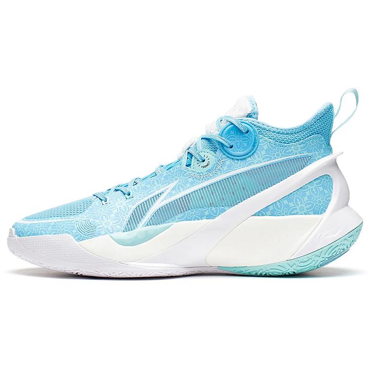 New LiNing SONIC 10 Cushioning Anti Slip And Wear Resistant Coverage Support Mid Top Basketball Shoes Men's Blue White ABAS069-2