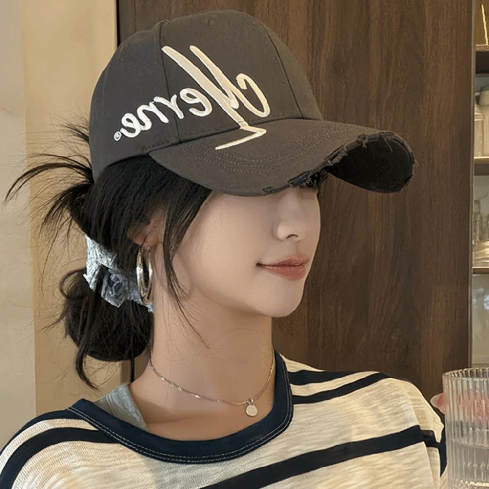 Sunscreen Embroidered Baseball Cap Lightweight Sun Shading Hat Letters Wide Brim Hat  Outdoor