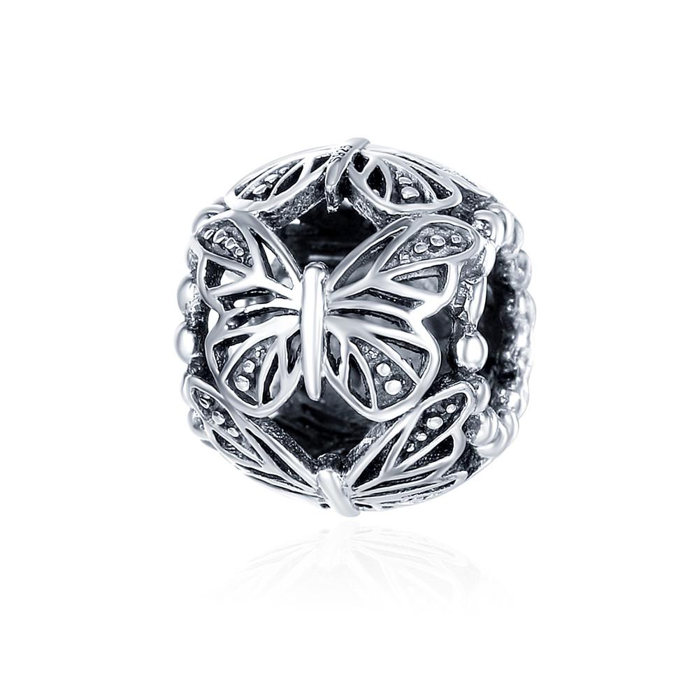 bamoer 925 Silver Metal Round Beads for Women Jewelry Making Vine Charm fit Original Bracelet DIY Jewelry BSC256