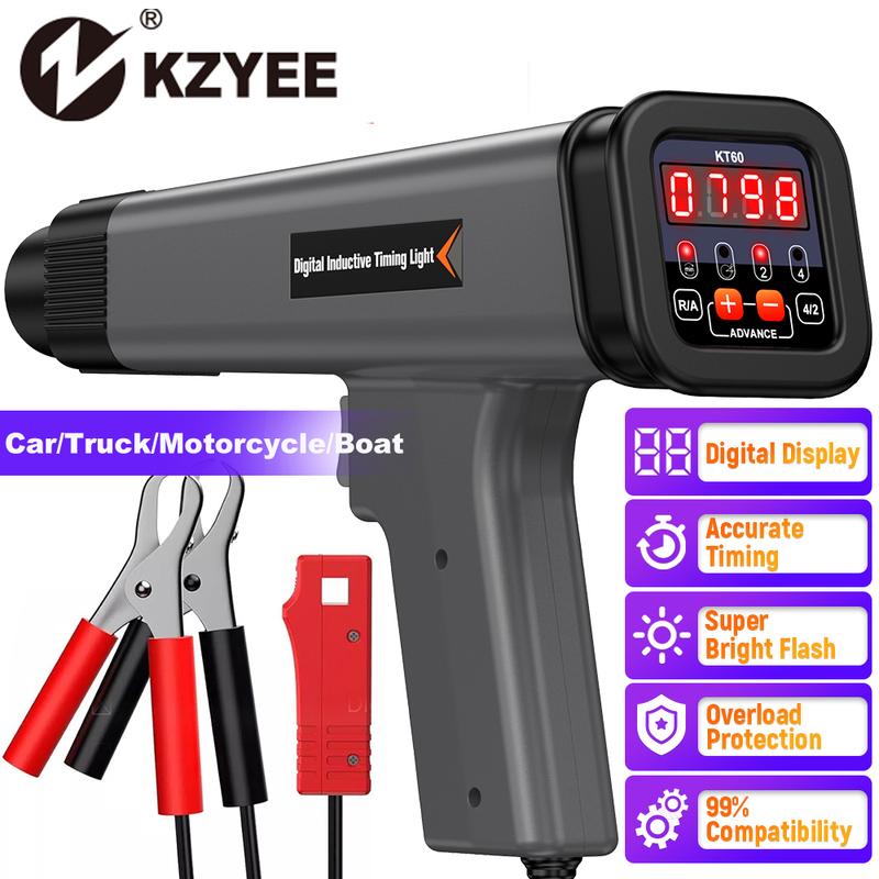 KZYEE KT60 Auto Digital 2&4 Stroke Petrol Engine Timing Light 12V Car Ignition Timing Light Inductive Strobe Lamp Detector KZYEE KT60