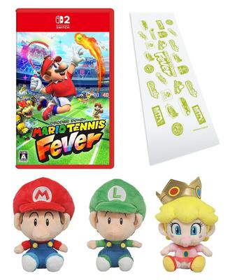 Mario Tennis Fever Switch 2 Baby Mario, Baby Luigi, Baby Peach Plüschtier-Set Bonus Original Tenugui Hand enthalten - + (S), (S), (S) & (Japanisches Handtuch)