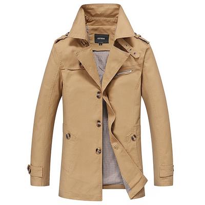 Spring And Autumn  Men 'S  Casual Jacket  Mid -Length  Windbreaker Jacket  Plus Size  Coat