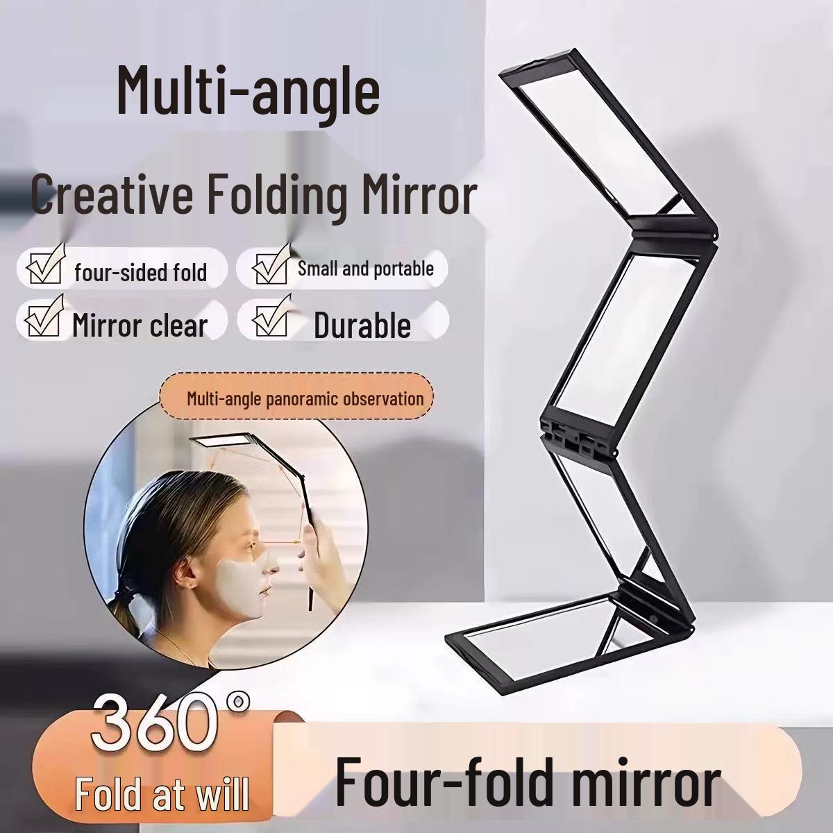 Portable Multi-Angle Folding Beauty Mirror with Telescopic Design for Makeup