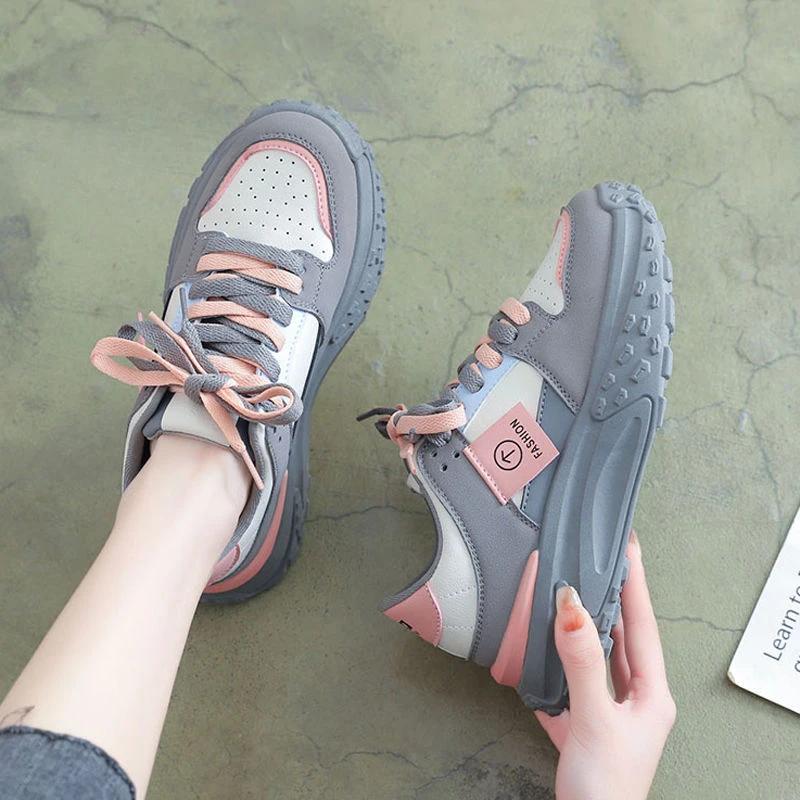 Fashion Athletic Lace Up Sneakers Running Sports Low Women Footwear High On Platform New In Autumn Offer Trends 2024 CasualLadies Shoes