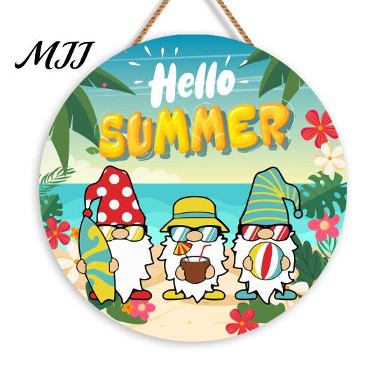 Seaside Resort Porch Decoration Summer Wooden Hanging Sign, Beach Style Wall Decor with Hemp Rope, Tropical Sign Indoor Outdoor Theme for Patio House