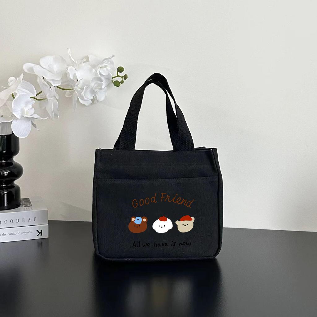 New canvas tote bag dirt-resistant large-capacity simple office worker student versatile lunch box mommy thermal insulation bento bag