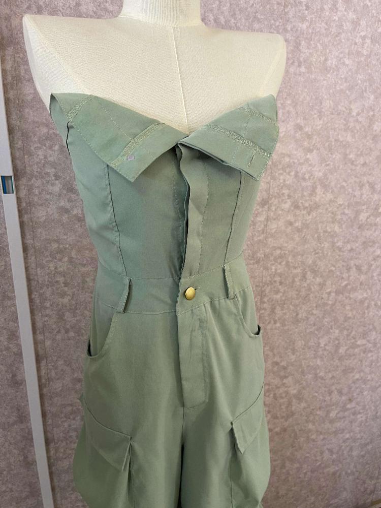 Damen Sexy Trägertop Einreiher Mehrere Taschen Arbeits-Overall