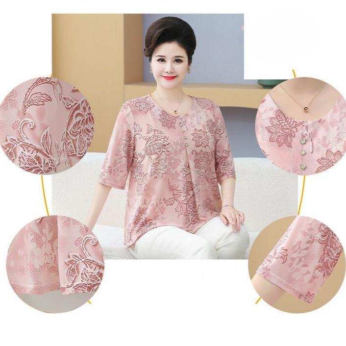 Women's Plus Size Blouse Summer Half Sleeve T-Shirt Loose Print Blouse