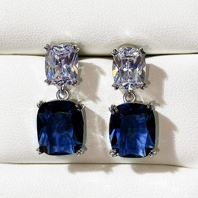Boucles d'oreilles pendantes pour femmes chaudes avec coussin en zircon, boucles d'oreilles simples et élégantes pour femmes, bijoux de mode de fiançailles et de mariage