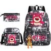 Large Capacity Schoolbag with Shoulder Strap; Student Three-piece Pencil Case Set
