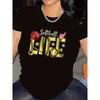 Women's Softball Life Graphic T-Shirt Black White Casual Sport Short Sleeve Top