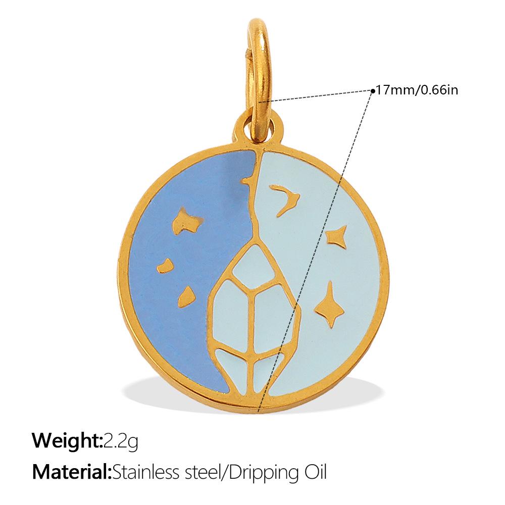 Sun, Moon, and Stars Geometric Oil Drip Pendant