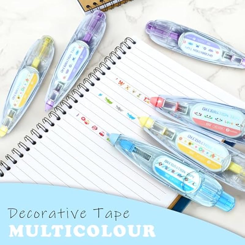

Glun Decorative Correction Tape 3 Meter Length Cute Cartoon Animal Prints, Cat, Dog, And Owl Prints, Retractable Pen For 0 синий