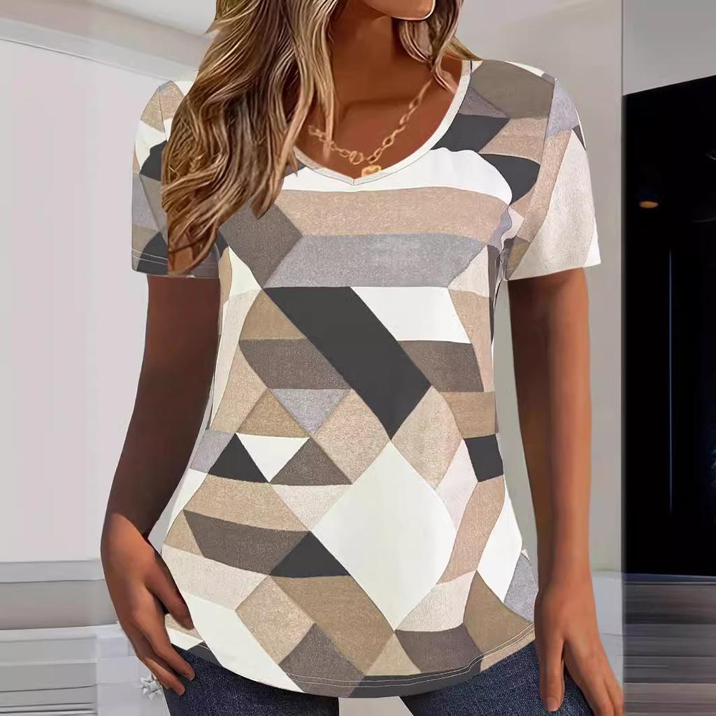 Women's Round Neck Short Sleeve Printed Casual T-shirt