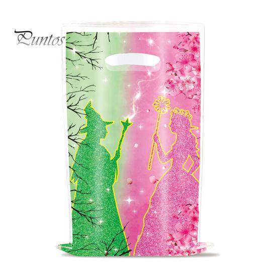 Witch Party Gift Bags Green And Pink Candy Treat Bag Plastic Snack Gift Pouch for Girls Birthday Party Baby Shower Supplies