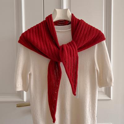 Australian Wool Knitted Triangle Scarf Women Winter Solid Color Scarf Windproof Thick Warm Neck Protection Scarves