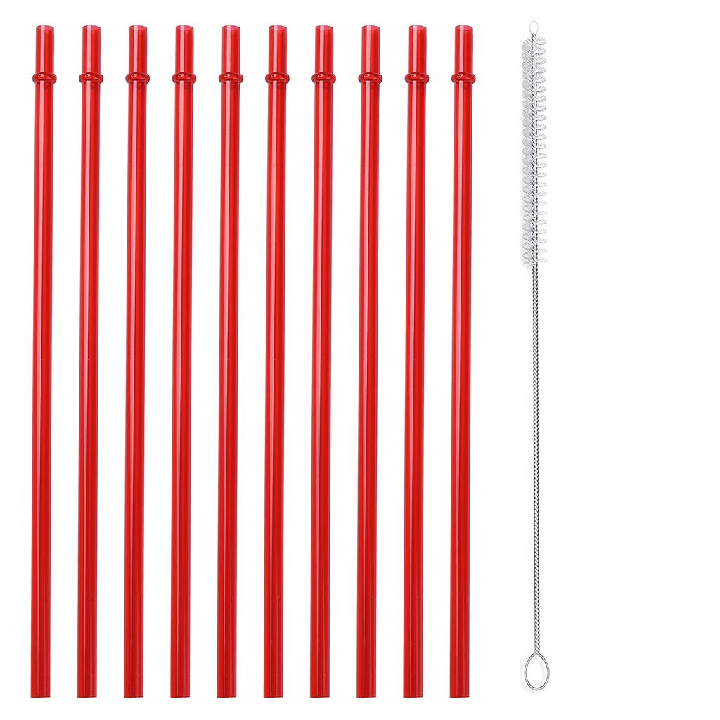 10 Stück wiederverwendbare Strohhalme mit 1 Bürste, 26,7 cm lange Tritan Hartplastik-Strohhalme für 470 ml - 950 ml Becher, Gläser, YETI