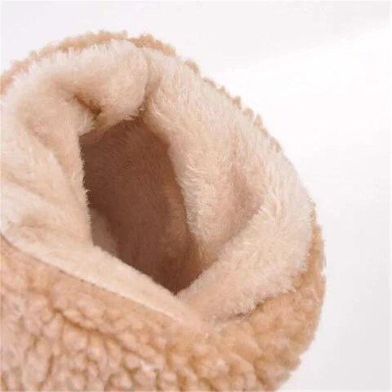 Botas de Neve Quentes de Pele para Inverno Feminino Botinhas Quentes de Lã para Senhoras Bota de Tornozelo Sapatos Confortáveis Casuais