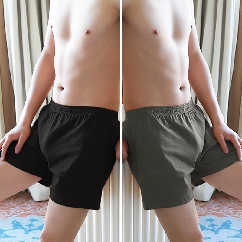 Men's Pure Cotton Loose Boxer Briefs - Summer Solid Color Trendy Four-Cornered Underwear