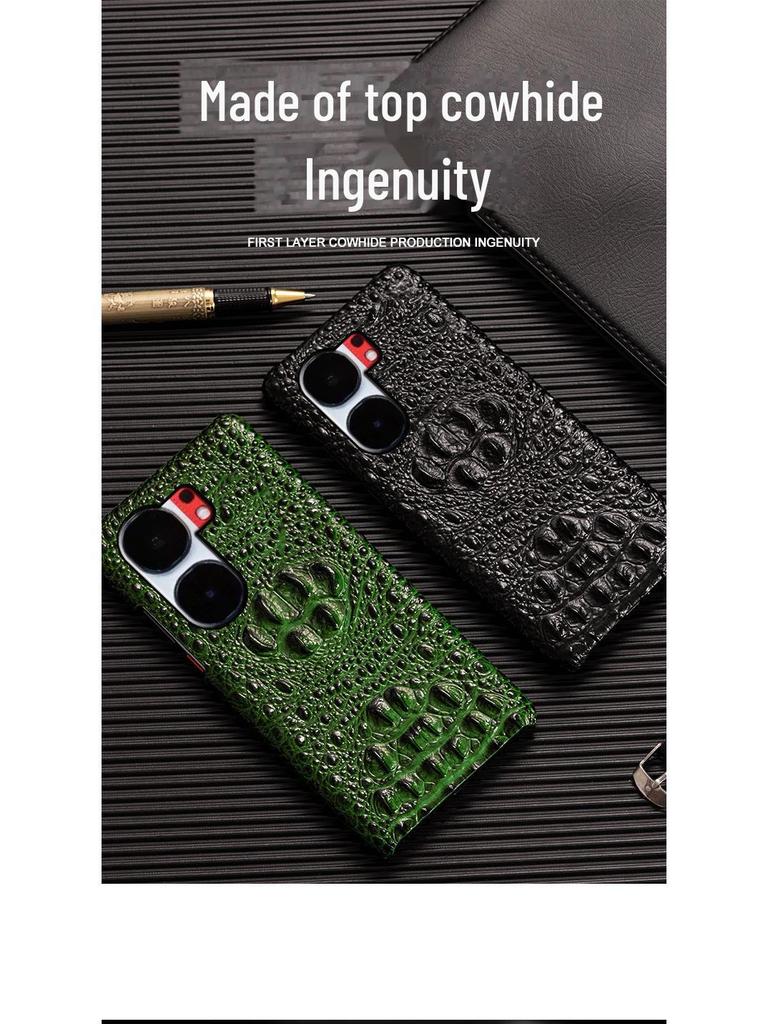 iQOO Neo7 SE Leather Case: Crocodile Skull Half-Cover Racing Design