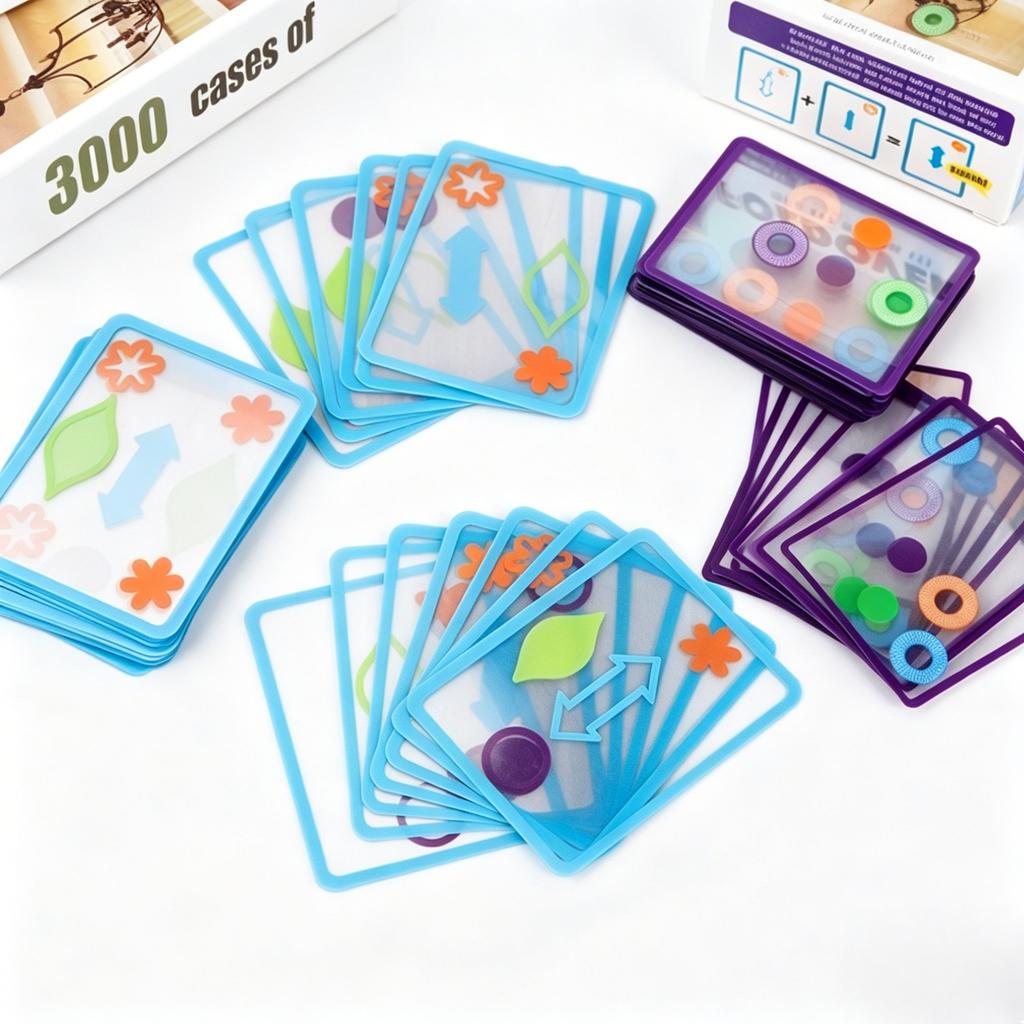 Transparent Foldover Card Game See It Stack It Family Party Board Game 42PCS Interactive Matching Card Game Adults