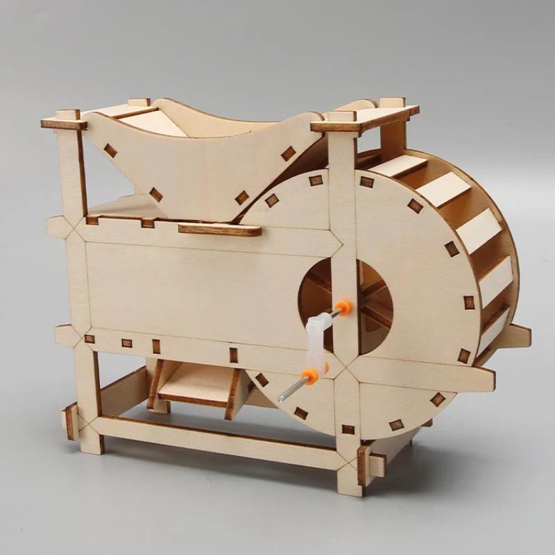 1 Set Wooden Winnowing Machine Diy Science Experiment Physical Model Stem Kit Handmade Assembly Craft Kids Educational Toy