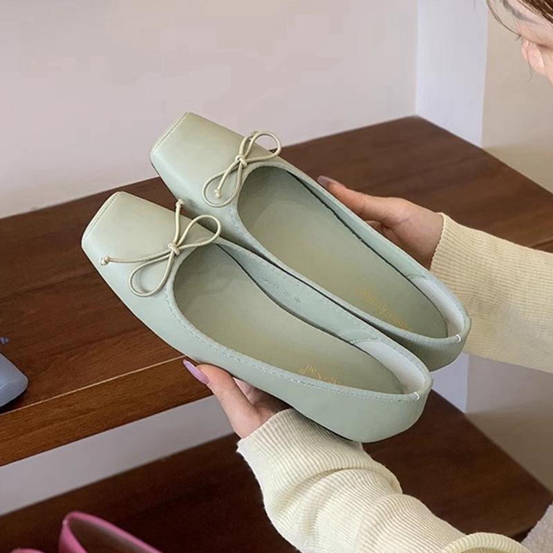 Mode SUOJIALUN 2025 Frühling Neue Damen Flats Mode Bonbonfarbe Damen Elegante Ballerinas Weicher Flacher Absatz Kleid Ballerinas