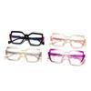 Vaneasel 1pc women's large frame trapezoidal gradient color trend fashion anti-blue light glasses daily reading frame glasses