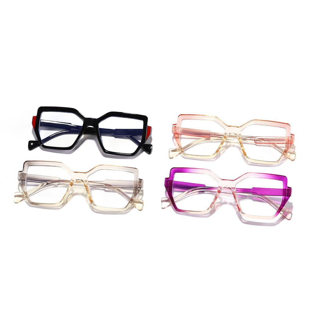 Vaneasel 1pc women's large frame trapezoidal gradient color trend fashion anti-blue light glasses daily reading frame glasses