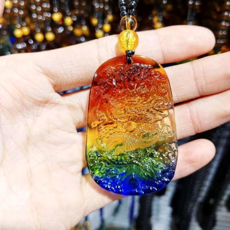 Chinese Style Three Colours Guanyin Buddha Necklace Pendant Exquisite Mascot Sweater Chain Fashion Jewelry Holiday Gift