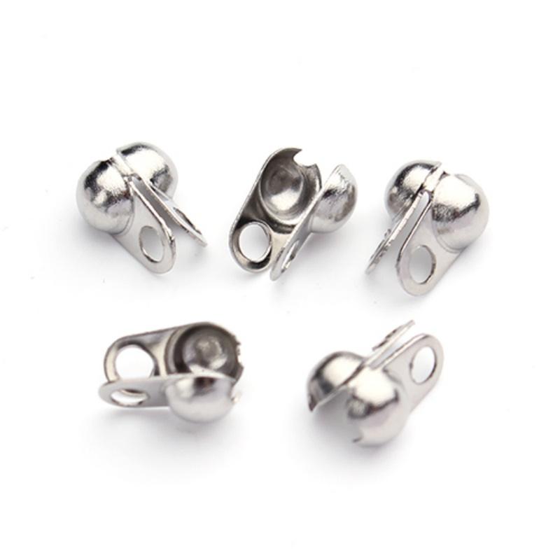 50pcs Stainless Steel Ball Chain Clasps Crimp End Beads Connector Clasp Buckle For DIY Jewelry Making Bracelet Necklace Supplies