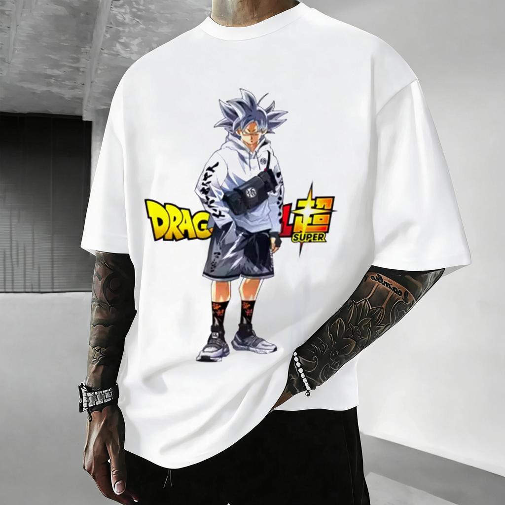 T-shirt in Cotone a Maniche Corte con Stampa Dragon Ball Z Son Goku Vegeta Unisex Abbigliamento Donna Harajuku Yk Tee Vintage Casual Tee Top