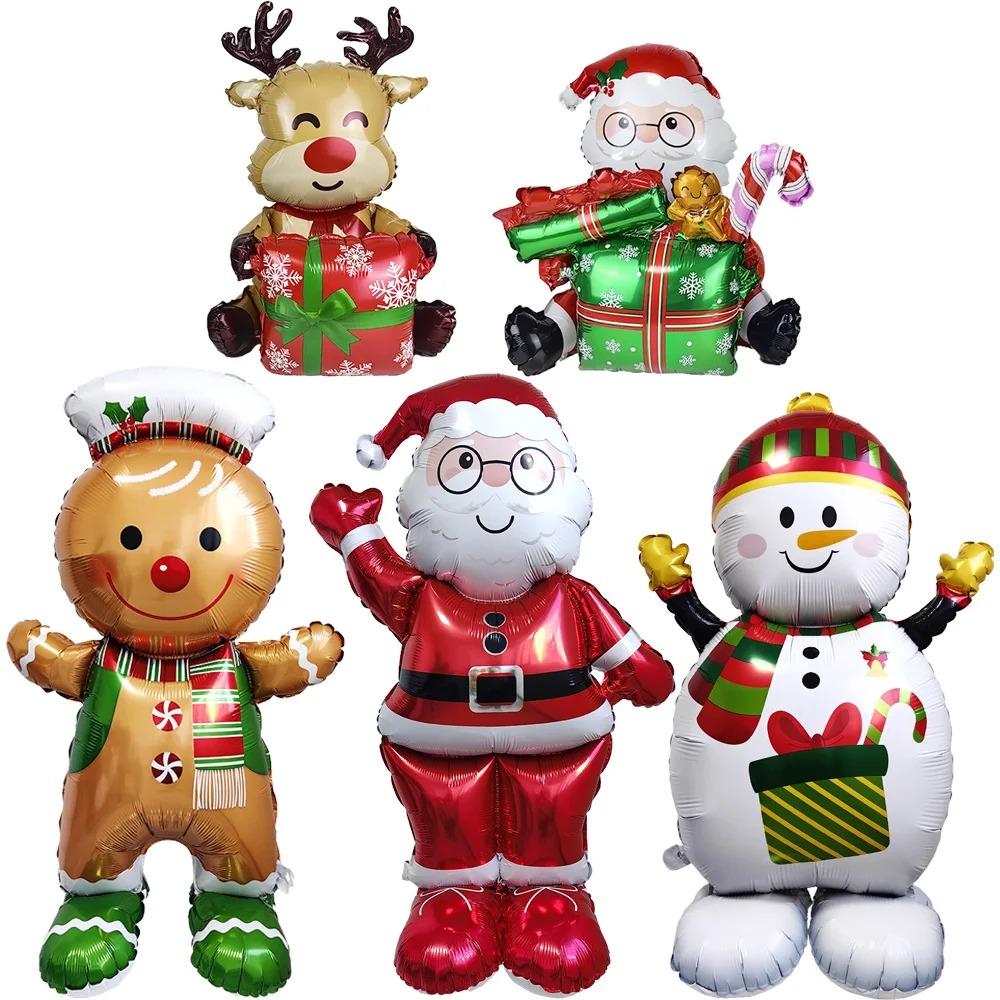 Giant Santa Claus Christmas Inflatable Foil Balloons Standing Balloons Home New Year Party Supply