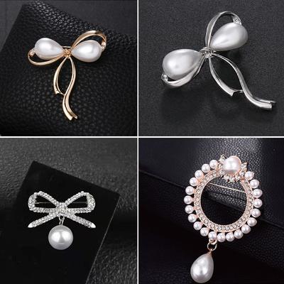 High-End Anti-Light Brooch, Fashion Temperament, Full Diamond Bow Corsage Women'S Clothing, Pearl Pin With Jewelry