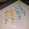 Super flash zircon butterfly flower fringed ear hook small fresh and sweet temperament earrings light luxury high-end earrings