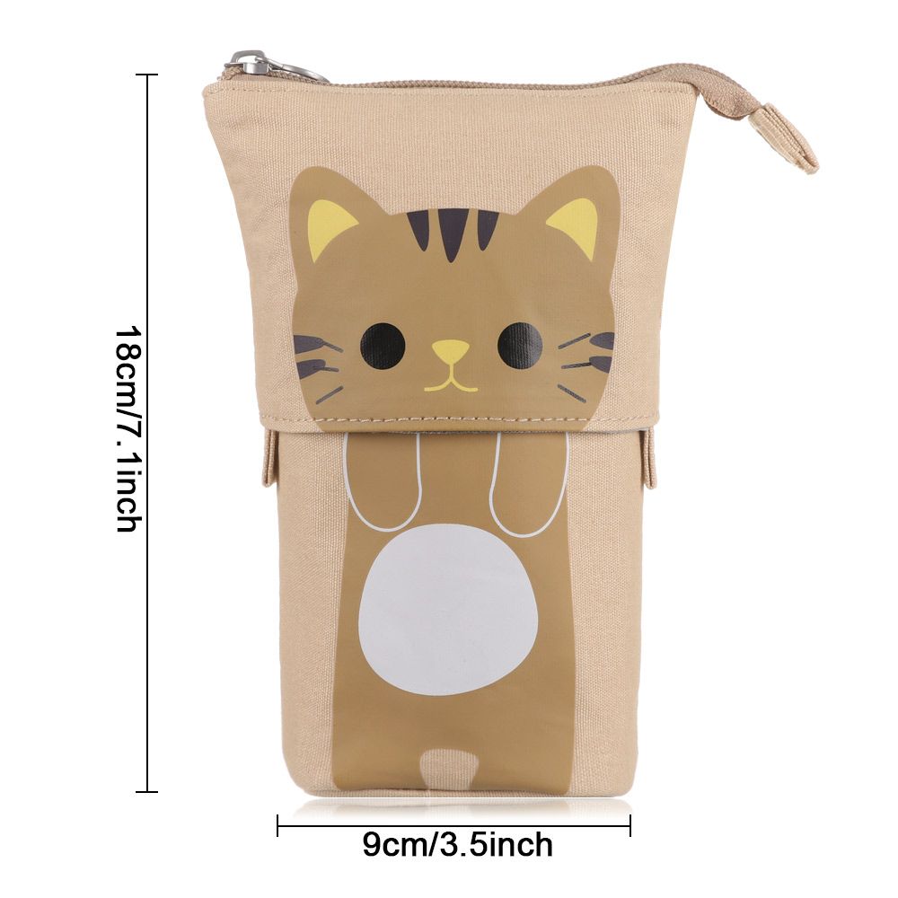 Large Capacity Cute Telescopic Cat School Pencil Case for Girls Boy Pencilcase Canvas Flexible Pen Bag Kawaii Pen Box Stationery
