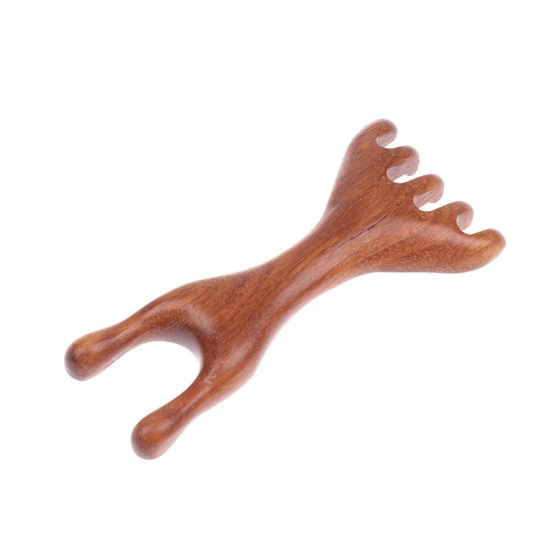 Sandalwood Scalp Massager Sandalwood Deer Antlers Wide Tooth Comb Meridians Dredging Scalp Facial Massage Comb Gua Sha Comb