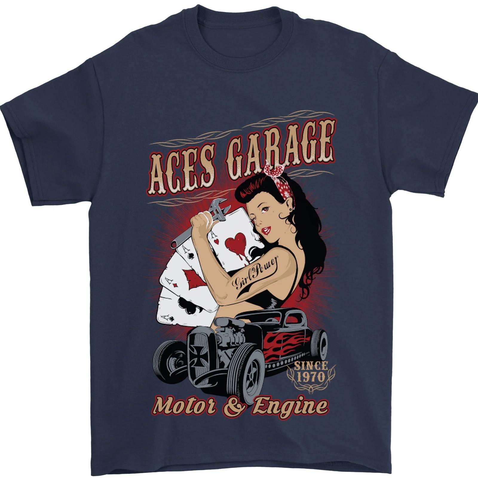 Aces Garage Hotrod Hot Rod Dragster Car Mens T-Shirt 100% Cotton S разноцветный