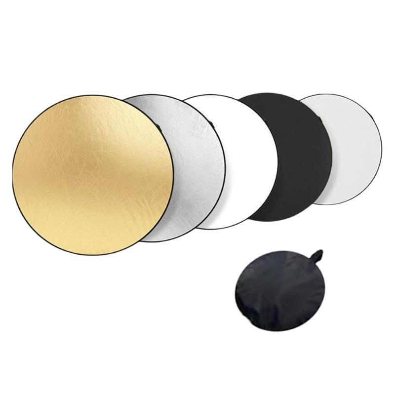 5 In 1 Foldable Photography Reflector With Silver Gold White Black Diffusion Panel For Professional Studio Shoot