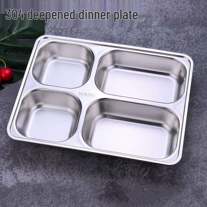 304 Stainless Steel Square Divided Food Tray with Lid